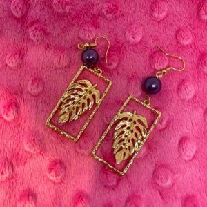 Hamilton Gold Polynesian-Hawaiian Style Earrings with Freshwater Pearl